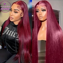 10A 99J 13*4 Real human hair head cover in wine red with lac