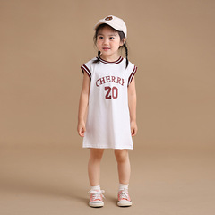 女童背心裙兒童連衣裙夏裝2024新款籃球風寶寶韓版無袖連衣裙童裙