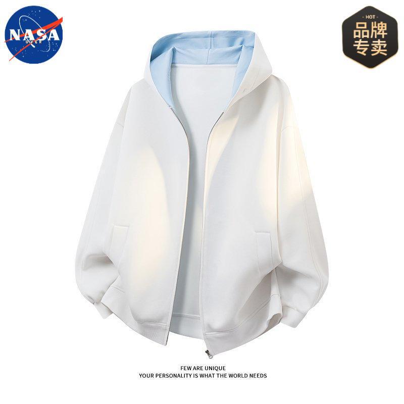 Nasa Brand High-End Casual Hooded Sweatshirt Men's Autum New Couple Sports Loose Long-Sleeved Cardigan Jacket