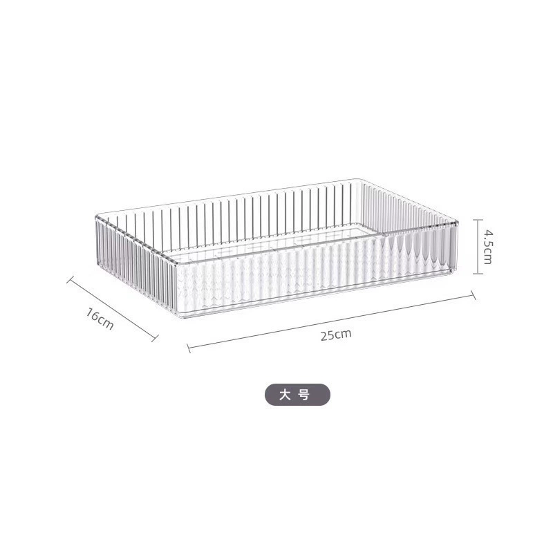 Table Storage Box, PET Striped Long Transparent Organizer — Extra Small to Large