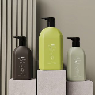 PE custom thick wall 500ml hand sanitizer press shampoo bottle facial cleanser 300ml shower gel lotion bottle
