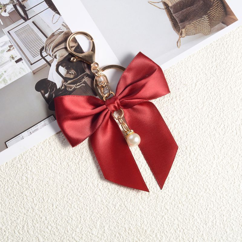 Ins Stil Nette Seide Band Tuch Schmetterling Schlüsselbund Rucksack Anhänger Moto Auto Schlüsselring Farbe Perle für Frau Schlüssel Ring Kette Geschenk – Detail 8