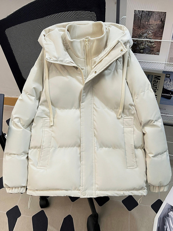 假两件羽绒棉服女外套冬季新款加厚保暖棉袄学生连帽棉衣面包服女|undefined