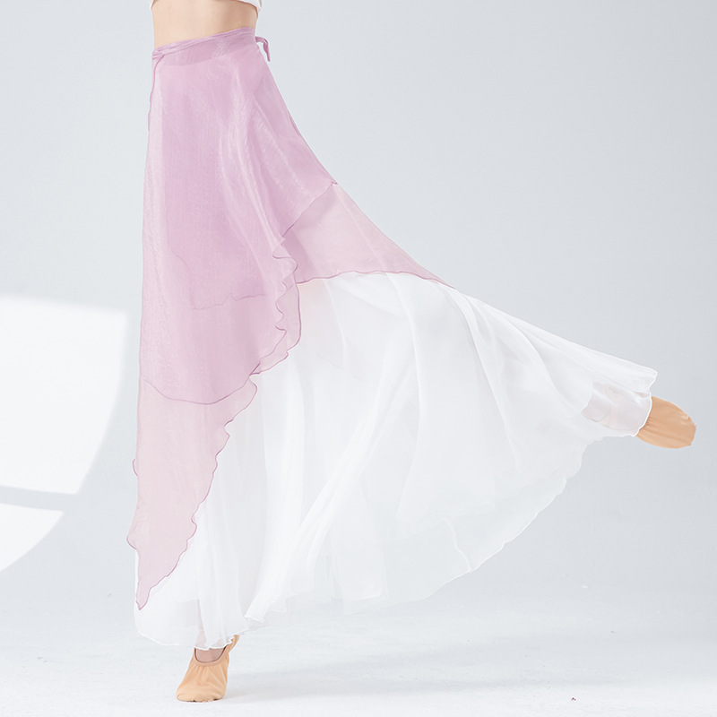 古典舞踊ガーゼツーピースエレガントな女性の中国舞踊服、古代スタイルの妖精のようなワイドレッグパンツパフォーマンス服|undefined