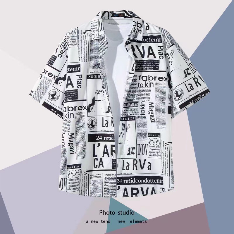 Summer Beach floral hombres y mujeres camisa delgada ins moda hawaiana transfronteriza suelta tie-dyed manga corta pareja camisa