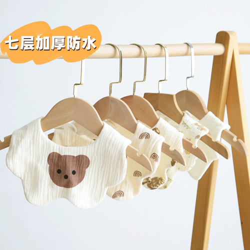 Korean style gauze cotton newborn saliva bag 7-layer waterproof baby bib pure cotton bib baby saliva towel type A
