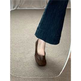 平底浅口单鞋女鞋子2025年春秋新款圆头简约通勤百搭一脚蹬豆豆鞋