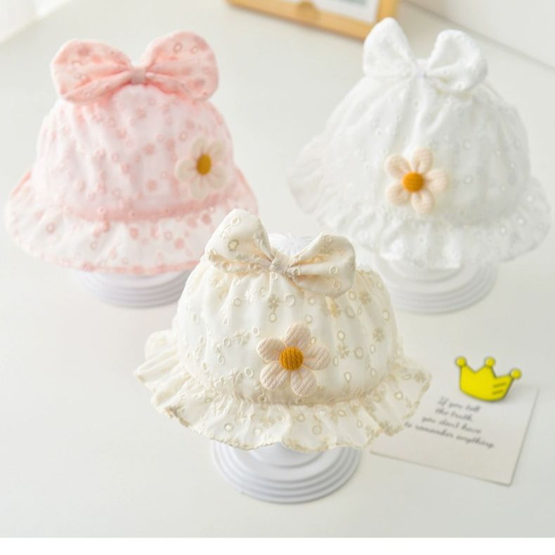 Summer New Cute Simple Small Flower Empty Top Hat Baby Baby Fontanelle Hat Newborn Head Protection Sunshade Hat
