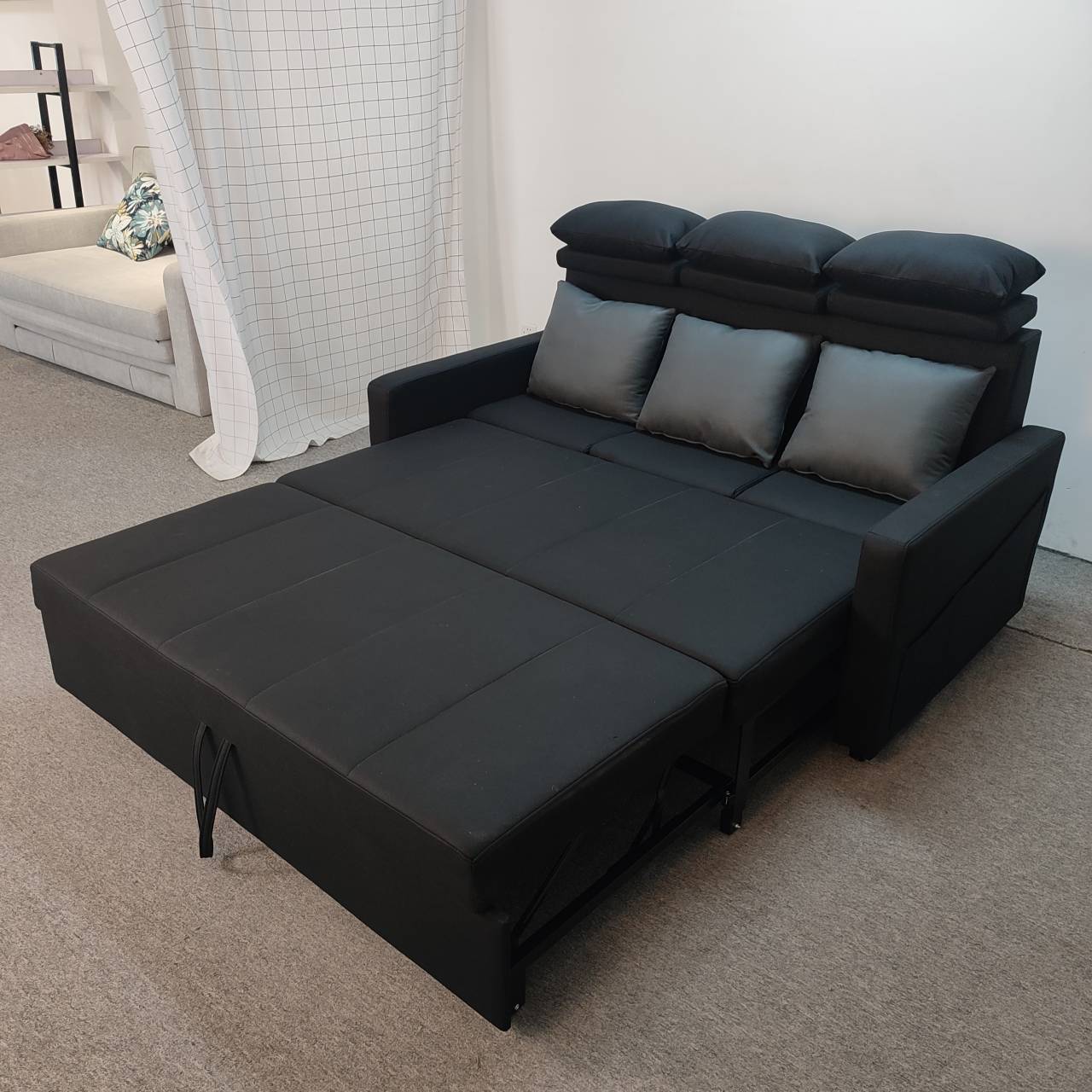 Sofá cama de tela multifuncional empujando y tirando tecnología de doble propósito, sofá cama plegable de látex para hoteles pequeños