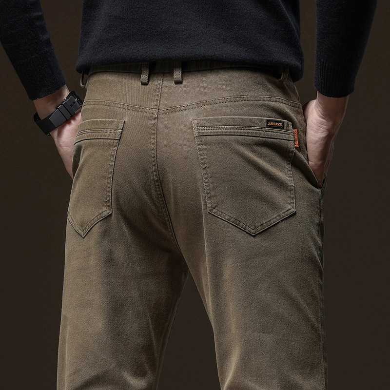 轻奢咖色休闲裤男士春秋季商务西裤潮流修身小脚青年弹力长裤子男