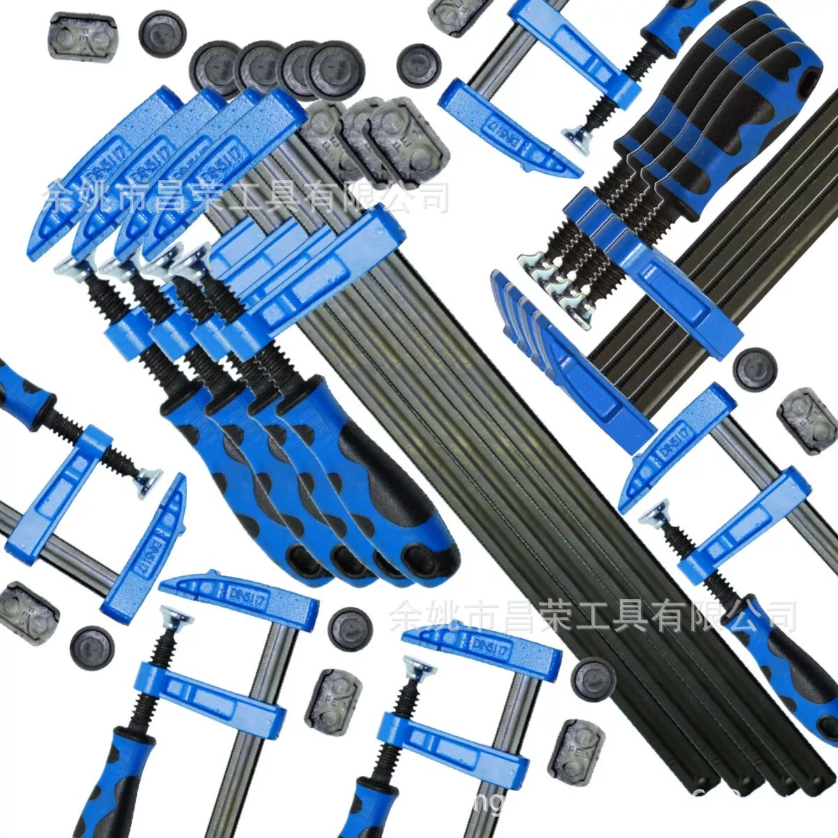 Черно-синий столярный зажим, черно-синий F-образный зажим, F-образный зажим, деревообрабатывающий зажим, 24 дюйма - 600x80 мм, 4 штуки.
