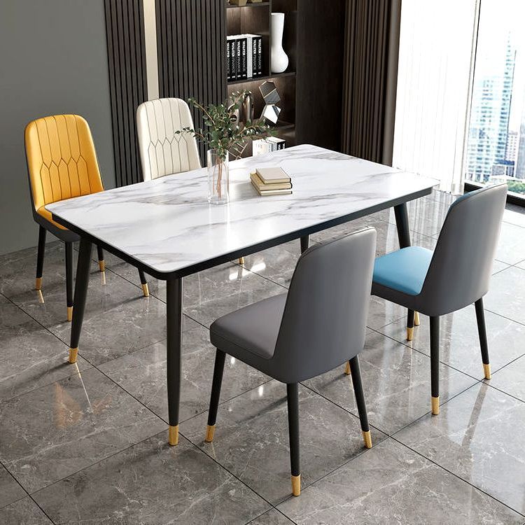 Mesa de comedor de lujo nórdica combinación de mesa de comedor simple, mesa de comedor doméstica pequeña, mesa de comedor rectangular para 4 personas, 6 personas