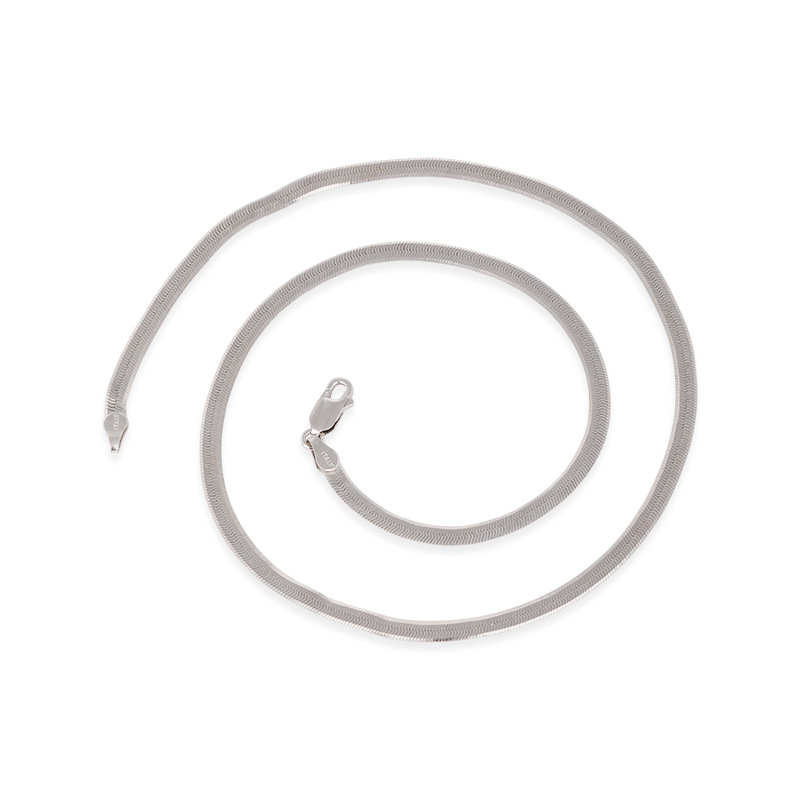 Collar de cadena de hueso de serpiente plana con hoja de plata de ley 925 de 3,5mm, moda masculina, lujo ligero, todo fósforo, cadena de clavícula de sentido avanzado, mujer