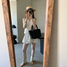 薇颂服饰2026新款夏季女装韩系老钱风无袖v领背心上衣/花苞裙子