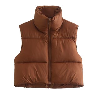 Pb&Za Women's 2025 Autumn New Korean Style Short Casual Style Easiest for Match High-End Stand Collar Vest Vest