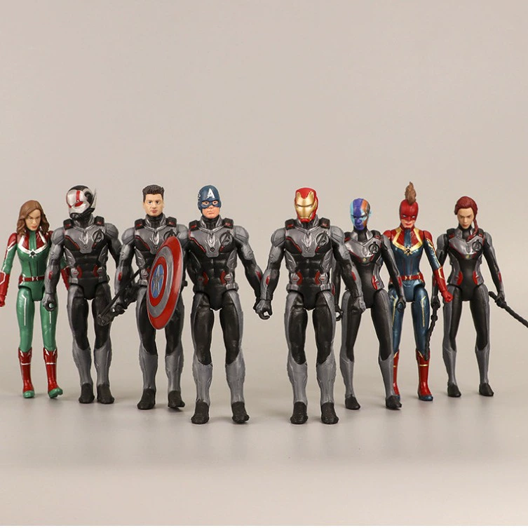 8 фигурок Альянса, аниме-периферийные мультфильмы, костюмы для квантовых боев, Железный человек, куклы Капитана Америки, игрушечные украшения