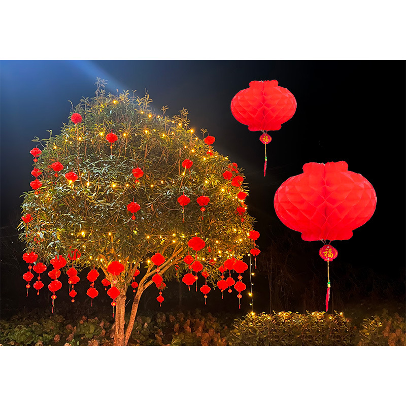 厂家批发塑纸平安灯小红灯笼结婚新年春节红灯笼节日喜庆连串灯笼