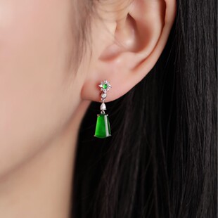 Natural Jade Square Jade Earrings Simple Earrings for Girls Pure Gold 18K Safe Earrings for Girls for Girlfriends
