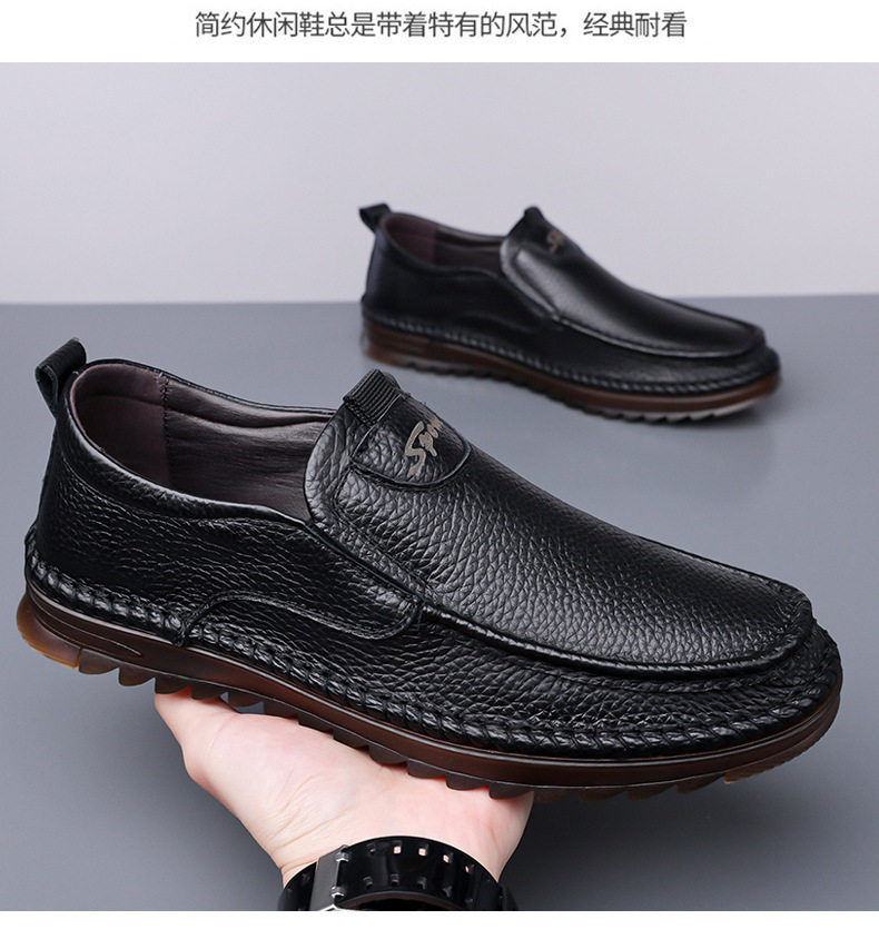 Giày lười nam da bò lớp đầu mềm, đế bằng chống trượt, cỡ lớn — Kaki, Màu trắng, Màu đen chi tiết 24