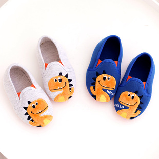 Baby Shoes Home Children's Slippers Kindergarten Spring and Autumn Boy's Non-slip Indoor Soft-soled Cotton Cloth Bag with Floor Shoes