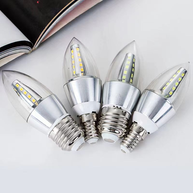 LED light bulb energy-saving lamp intelligent three-color dimming E14 small screw E27 corn lamp home lighting super bright light