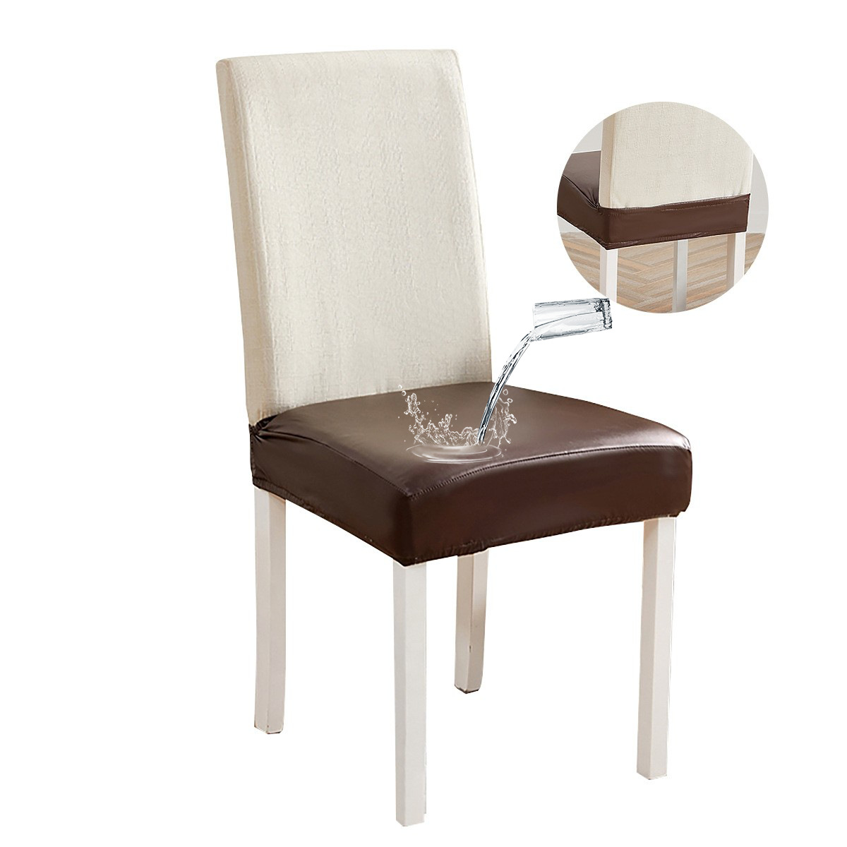 Transfronterizo PU cuero impermeable doble elástico cubierta de silla elástica de color sólido cubierta de taburetes de hotel cubierta de silla cubierta de Amazon TEMU