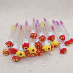 Rotatable New Year's Tube Eyelash Brush with Crystal Handle, Eyelash Extension Brush with Tube, Makeup Brush, Eyelash Comb Tool