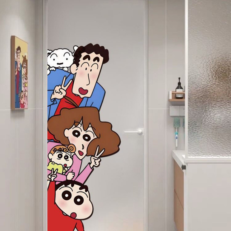 クレヨンしんちゃんウォールステッカーエレベータードア自己粘着絵画漫画アニメガラス窓ステッカーショップ装飾ドアステッカー|undefined