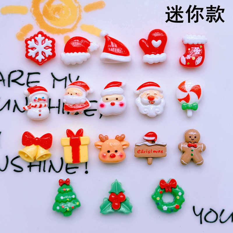 Mini Christmas Series Hats, Gloves, Snowman, Santa Claus, Tree, Deer, Nail Art, Hair Ties, Hair Clips, Resin Patches