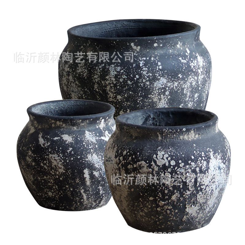 Retro cemento gran barro de barro jardín jardín verde gran maceta simple centro comercial decoración hotel decoración hecha