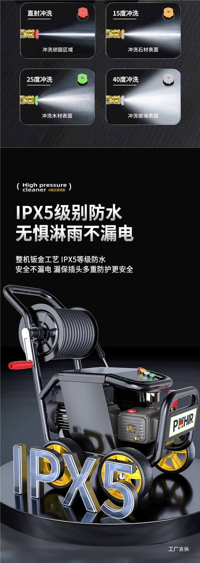 220V Commercial High-Pressure High-Power Car Wash Machine for Car Wash Shops and Farms, Water Gun, Water Pump, Car Cleaning Pump