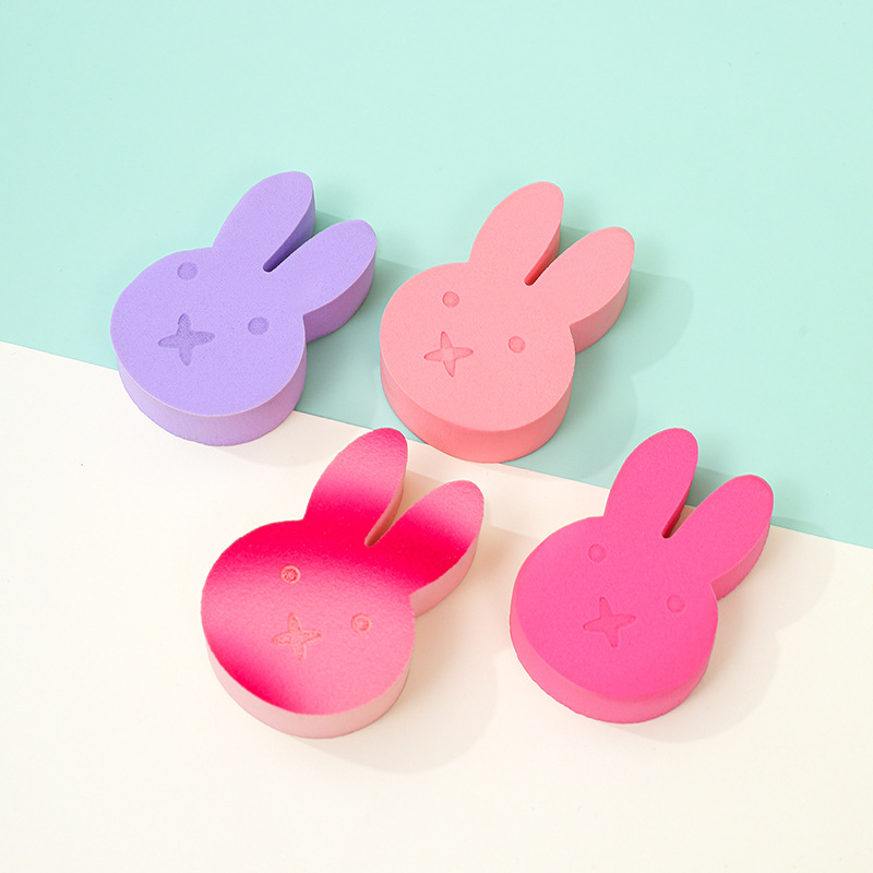 Conejito personalizado polvo plano no comer polvo seco y húmedo mezcla de color maquillaje esponja almohadilla de aire maquillaje huevo transfronterizo