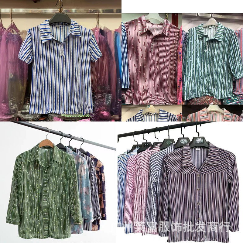 農村は、朝市の夏の中高年の母親が半袖tシャツ1688の商品を仕入れて5元の服装を卸売りした|undefined