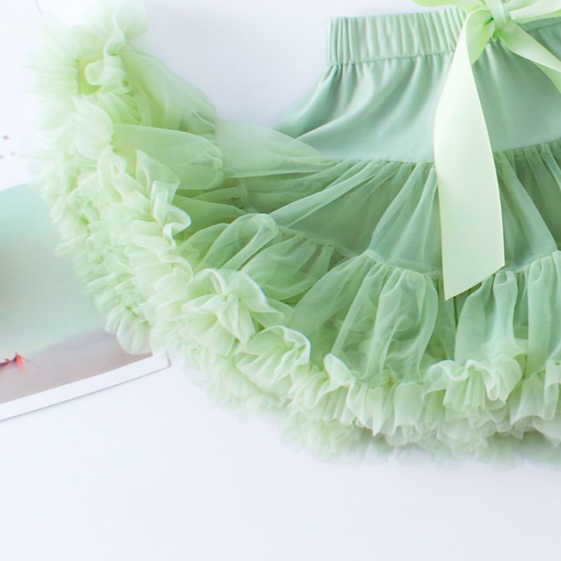 Baby Girl Tutu Tutu Skirt Princess Mesh Skirt Avocado Green Kidsren's Sweet Skirt One-Year-Old Dress