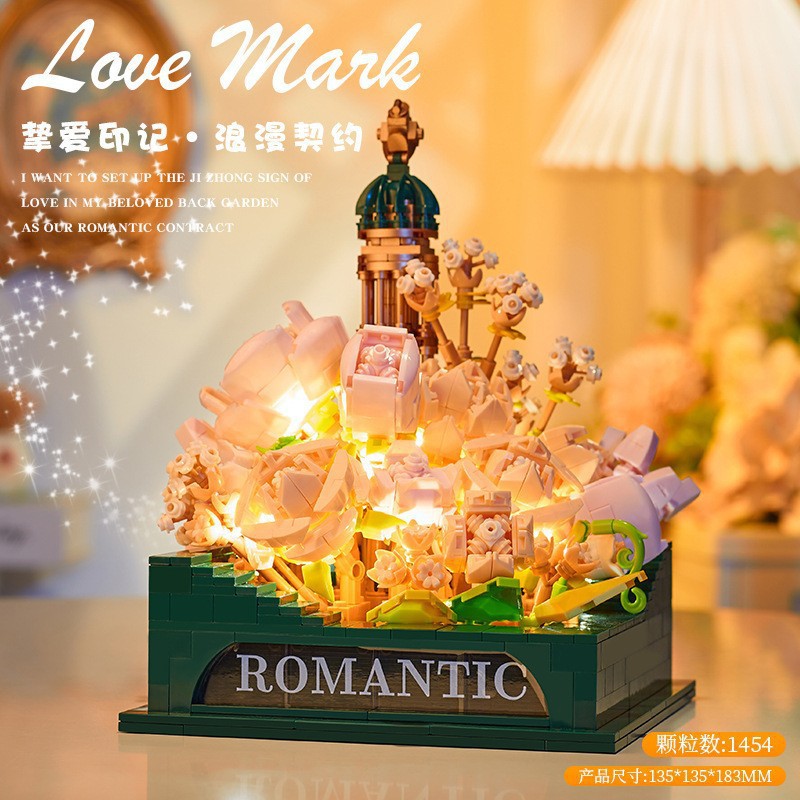 Compatible con LEGO Internet celebridad dibujos animados bloques de construcción maceta ramo Rosa girasol montado decoración juguete regalo hecho a mano