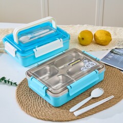 便携式不锈钢分格饭盒上班族学生带手提餐盒食堂实用带餐具便当盒