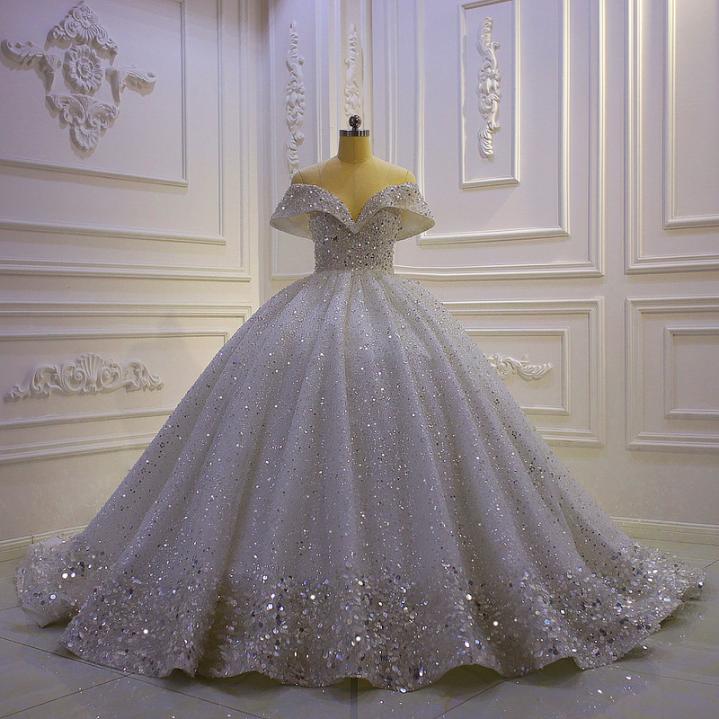 Amazon Foreign Trade Main Wedding Dress 2026 New Model Plus Size Off-Shoulder Sequin Lace Court Style Heavy-Duty Sexy Wedding Dress Amazon Foreign Trade Main Wedding Dress 2026 New Model Plus Size Off-Shoulder Sequin Lace Court Style Heavy-Duty Sexy Wedding Dress