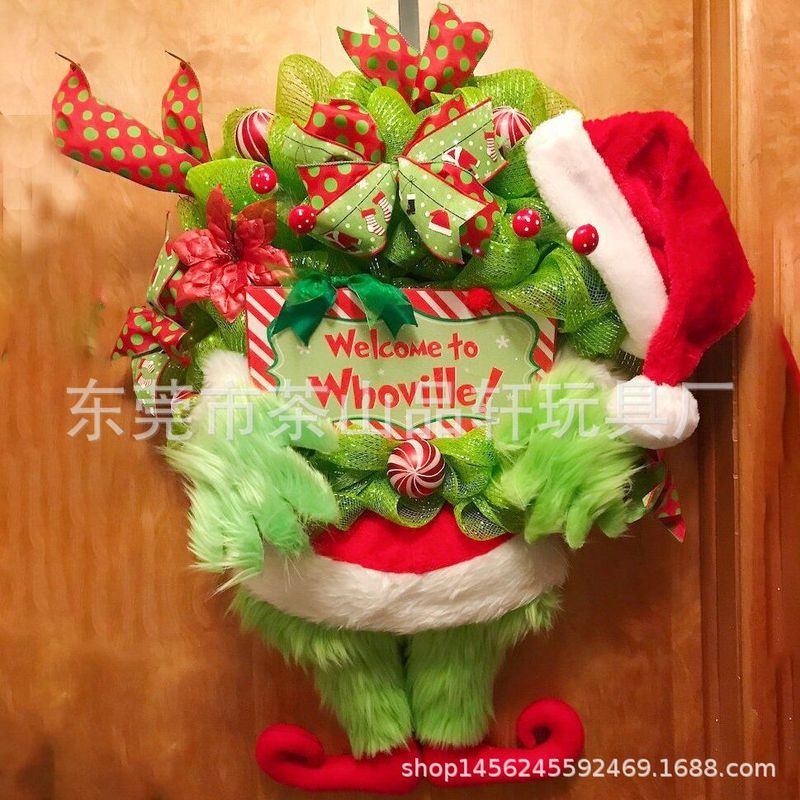 独立駅クリスマス花輪2022クロスボーダー熱売祝日装飾品グリンチクリスマス泥棒花輪ストラップ|undefined