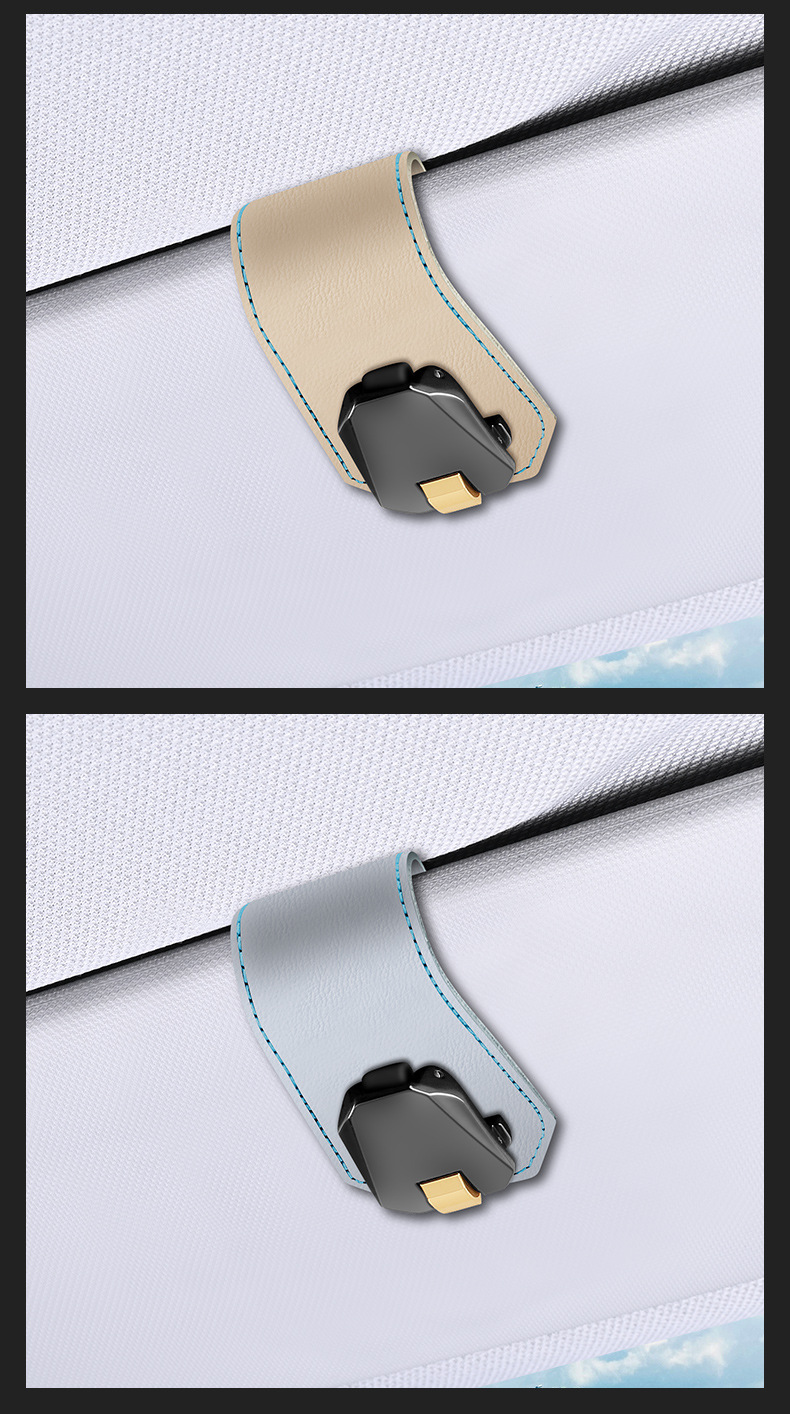 Car Glasses Clip Cross-border Leather Car Sun Visor Glasses Clip Multifunctional Sunglasses Card Bill Clip Manufacturers