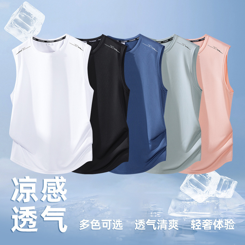 Ice-Feel Breathable Men's Vest, Summer Quick-Drying Sleeveless Sports Vest, Lightweight Mesh Fitness Top, Available in Multiple Colors