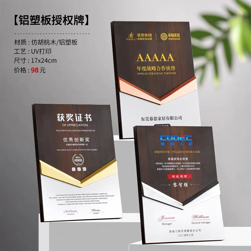 新款木质荣誉奖牌战略合作团队颁奖纪念捐赠证书理事会员单位嘉奖|undefined