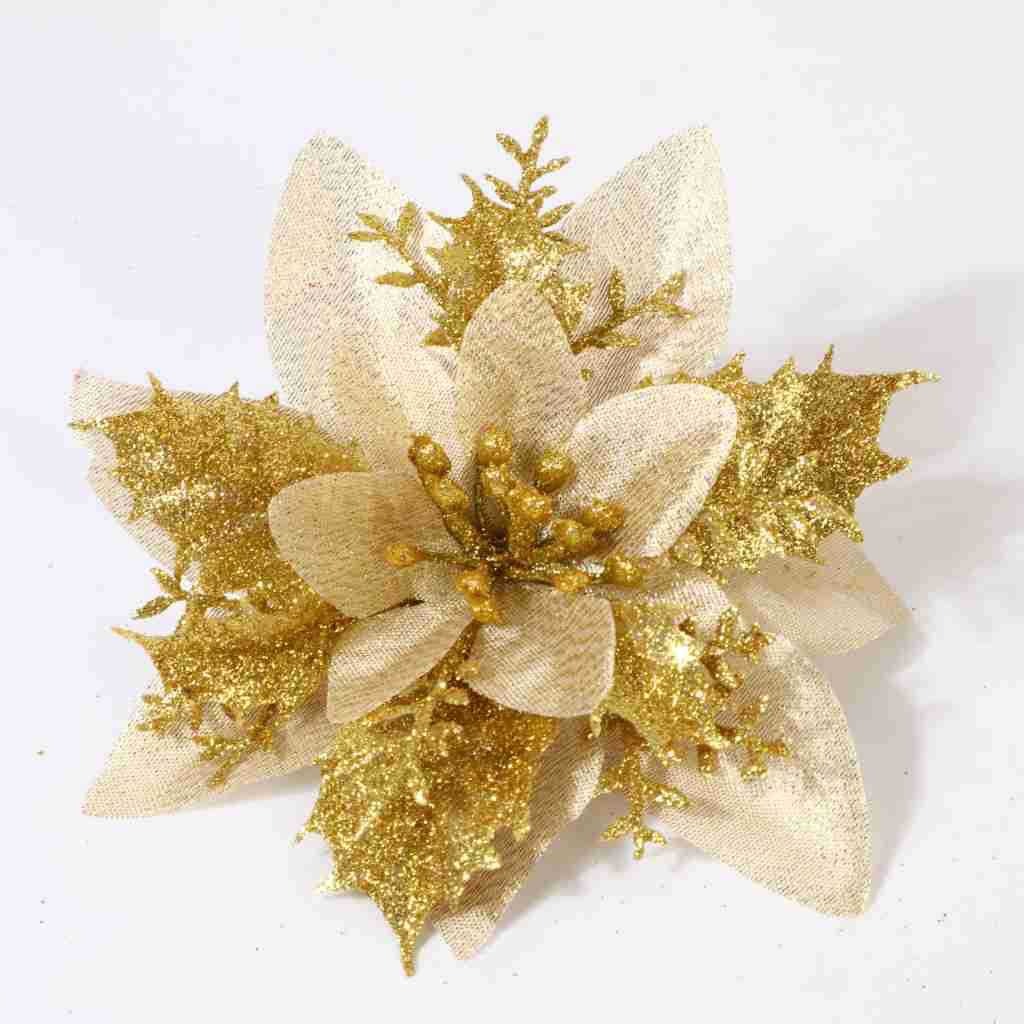 Christmas Gold Powder Christmas Flower Artificial Flower Christmas Tree Decoration Gold Powder Christmas Flower Christmas Wreath Decoration Wholesale
