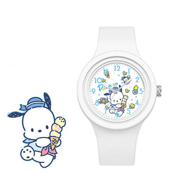 Nuevo Kulomi jade cane perro de dibujos animados silicona redonda de alta calidad sensación de piel adorable reloj Sanrio