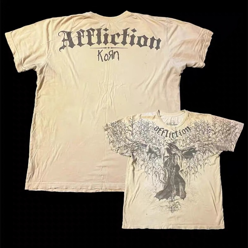 2025 ヨーロッパとアメリカのストリート fflirtion スカルトレンディなブランドの新しいプリント Tシャツゴシックハイストリート Tシャツ多用途ラウンドネック|undefined