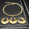 Copper metal jewelry, set, necklace and earrings, 24 carat