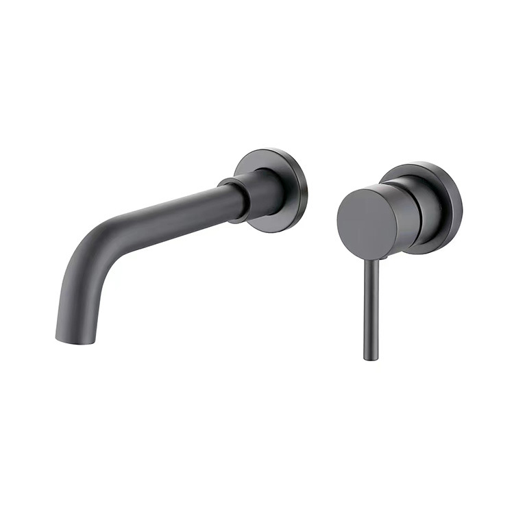 Yiyu black brass wall-mounted faucet for hand washing and washbasin, concealed washbasin faucet, cold and hot faucet undefined