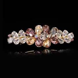 高档轻奢发夹新款女弹簧夹水晶花朵发夹扎发ins风简约时尚款发卡