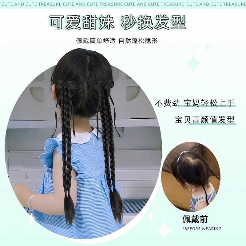 Cinta de lazo para niños Cola de caballo Estilo de ballet Pelo falso Trenzas largas Niña performance Tombro trenzado trenzado