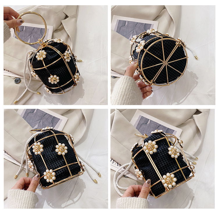 Elegant axelväska med pärlkedja och strass för kvinnor_voghion.com
