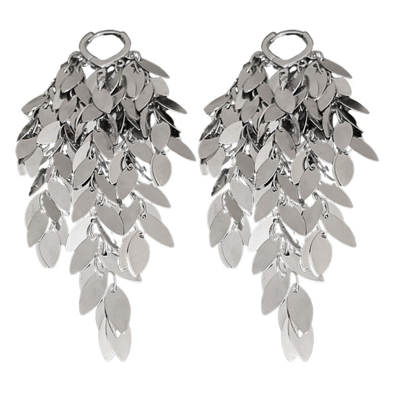 Aguja de plata Arco de la flor de metal borla pendientes europeos y americanos exagerados pendientes de lujo nicho creativo nuevos pendientes para las mujeres